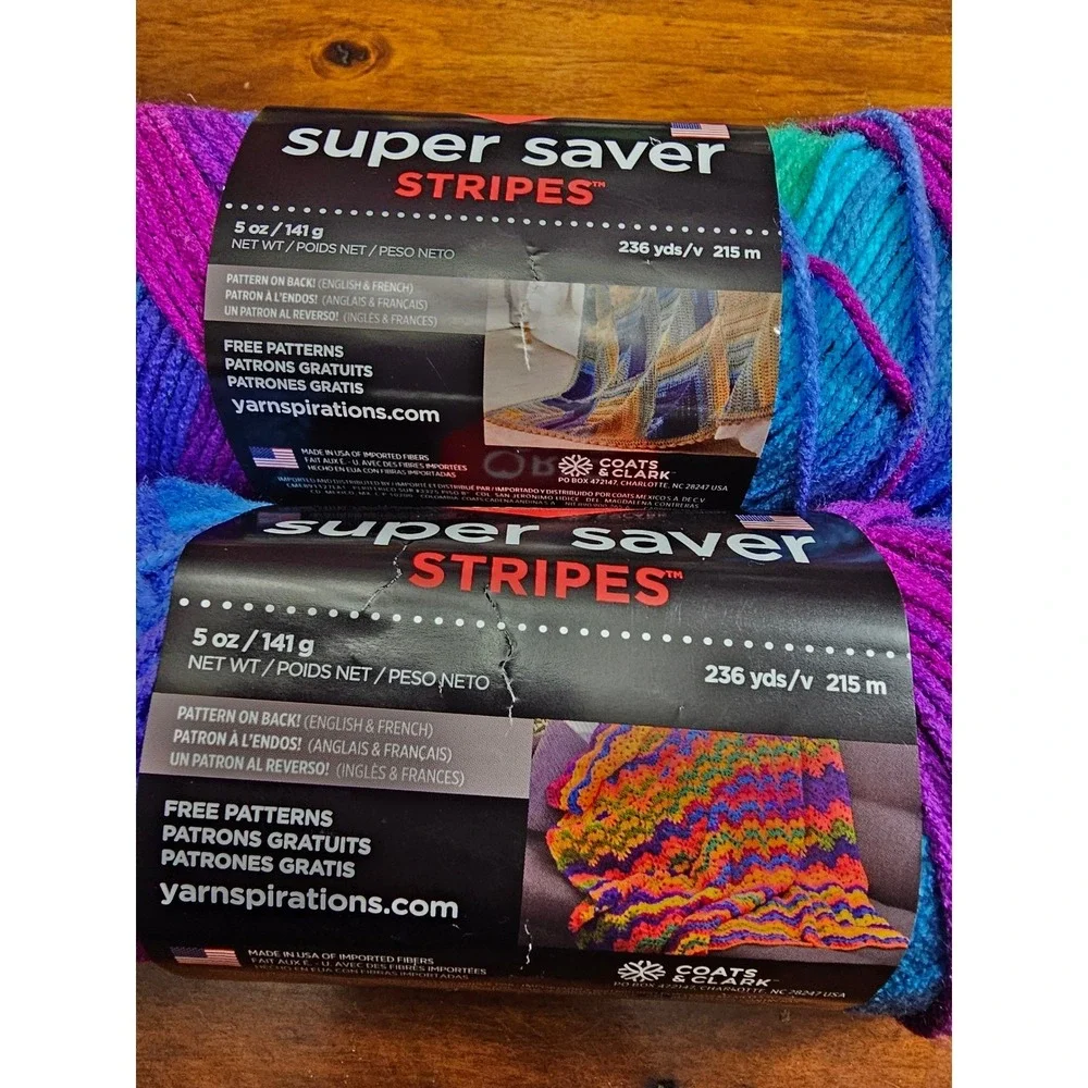 Red Heart Super Saver Stripes Yarn Parrot Stripe E300 5oz 100% Acrylic